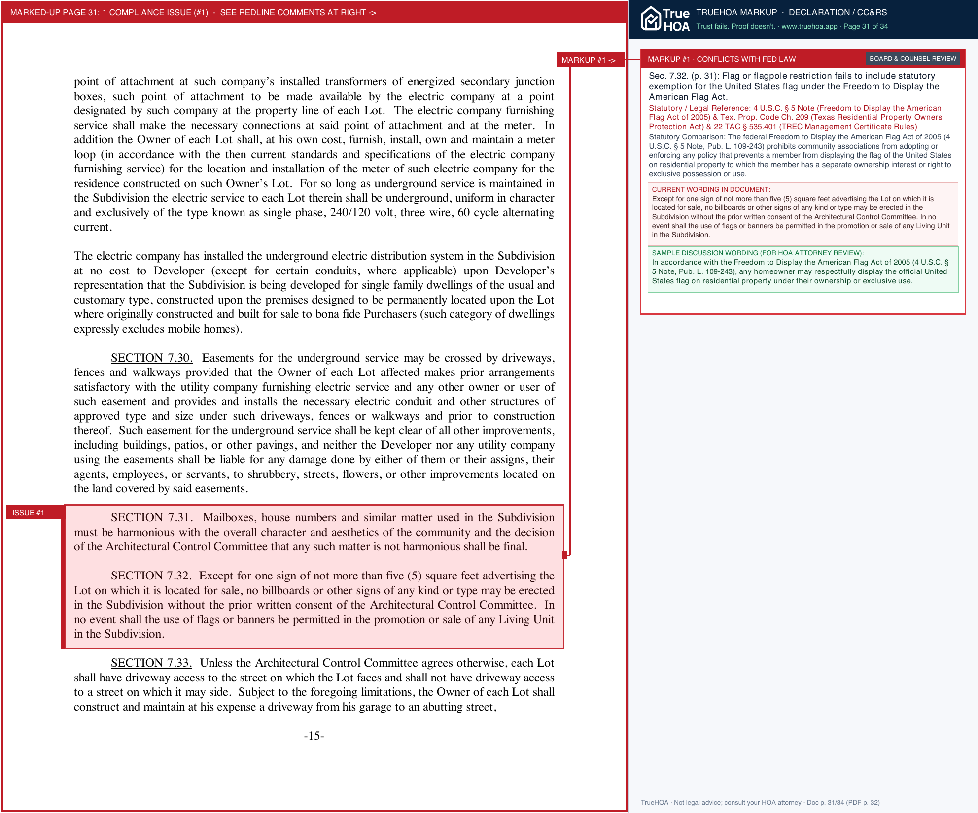 Norchester Maintenance Fund Norchester%20Original%20By laws%20and%20Deed%20Restrictions page 31 widened with TrueHOA Crystal AI margin annotations