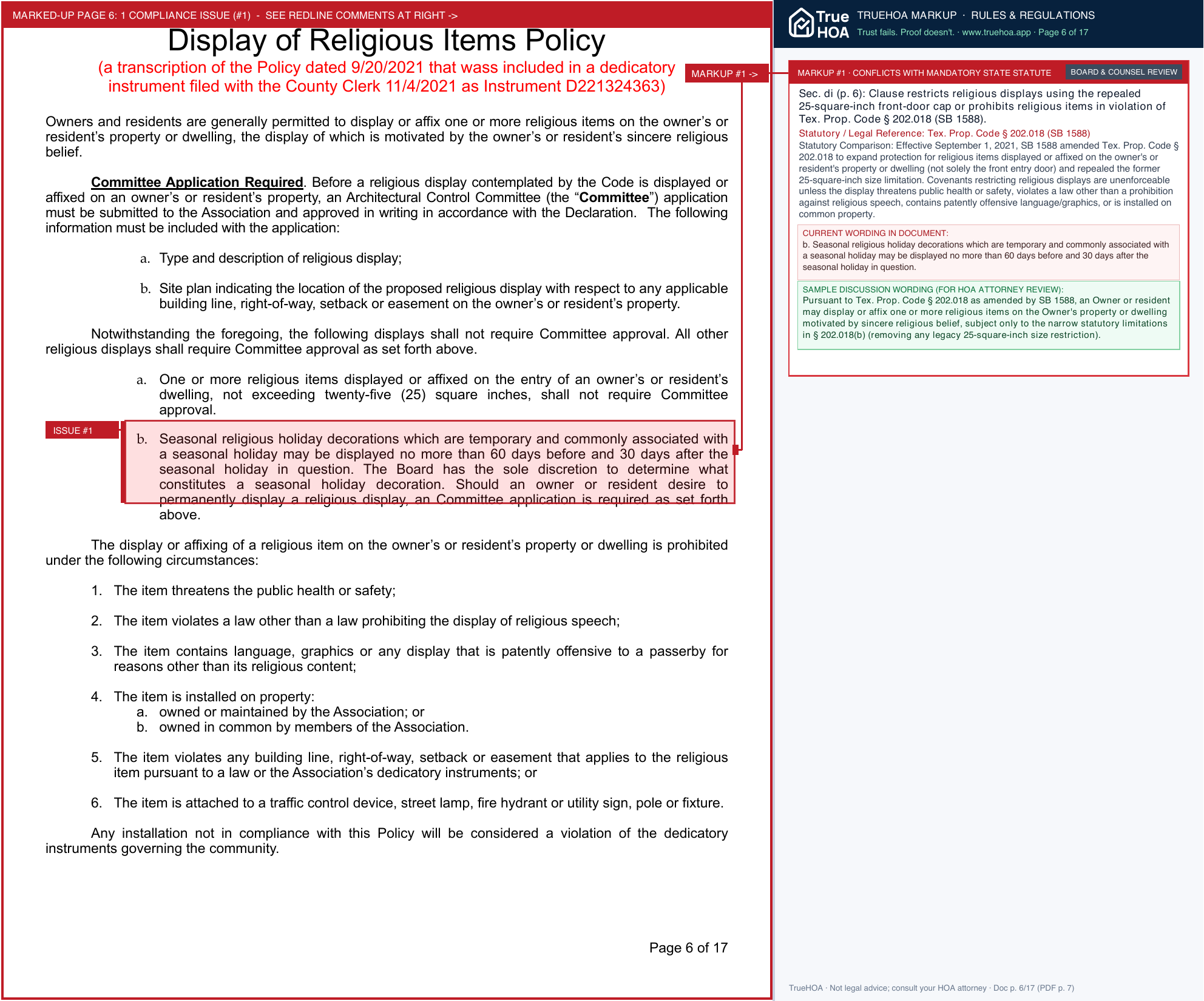 Park Glen Neighborhood Association Bulletins Guidelines thru 2024 0122 page 6 widened with TrueHOA Crystal AI margin annotations