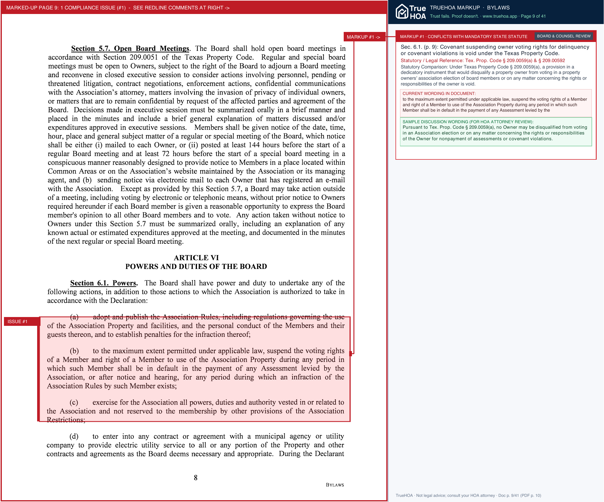 Richland Crossing HOA Recorded Bylaws Richland Crossing HOA Inc 001.sflb.ashx page 9 widened with TrueHOA Crystal AI margin annotations