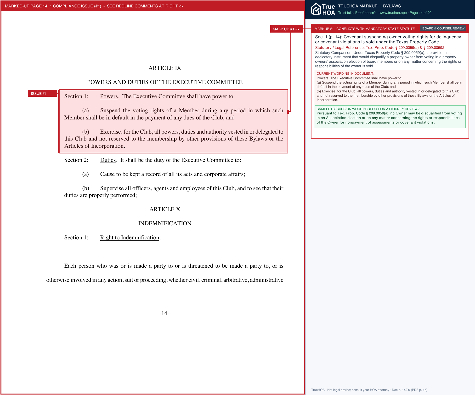 Southgate Civic Club Southgate Civic Club Bylaws page 14 widened with TrueHOA Crystal AI margin annotations