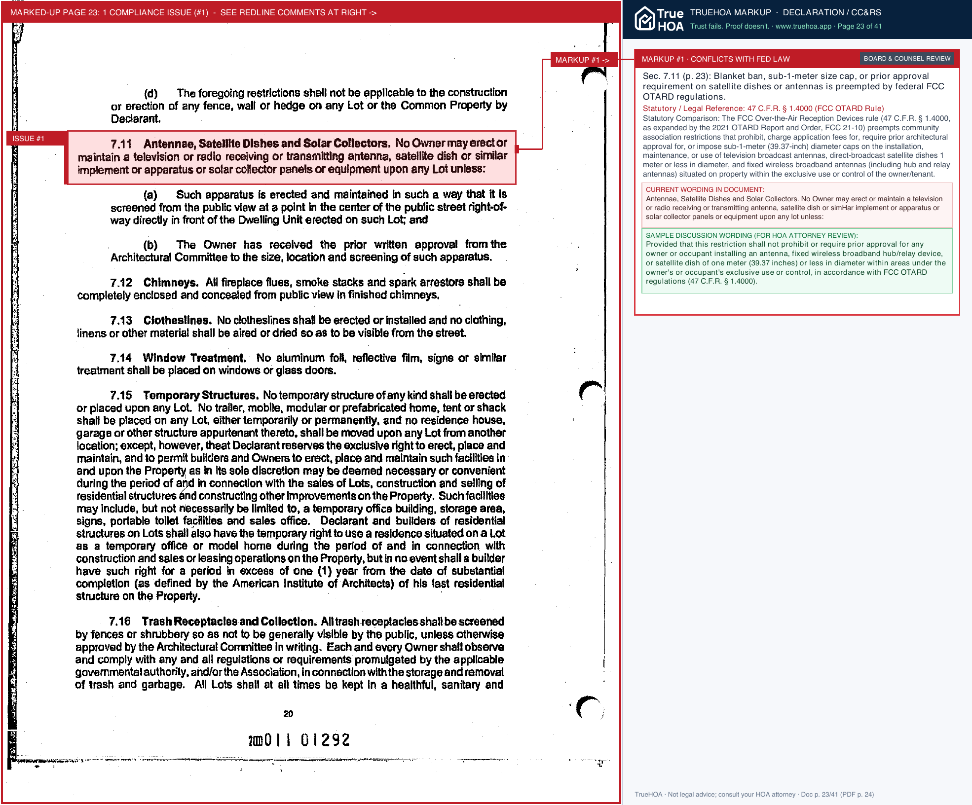 The Estates at Forest Hills HOA Covenants and Restrictions Searchable page 23 widened with TrueHOA Crystal AI margin annotations