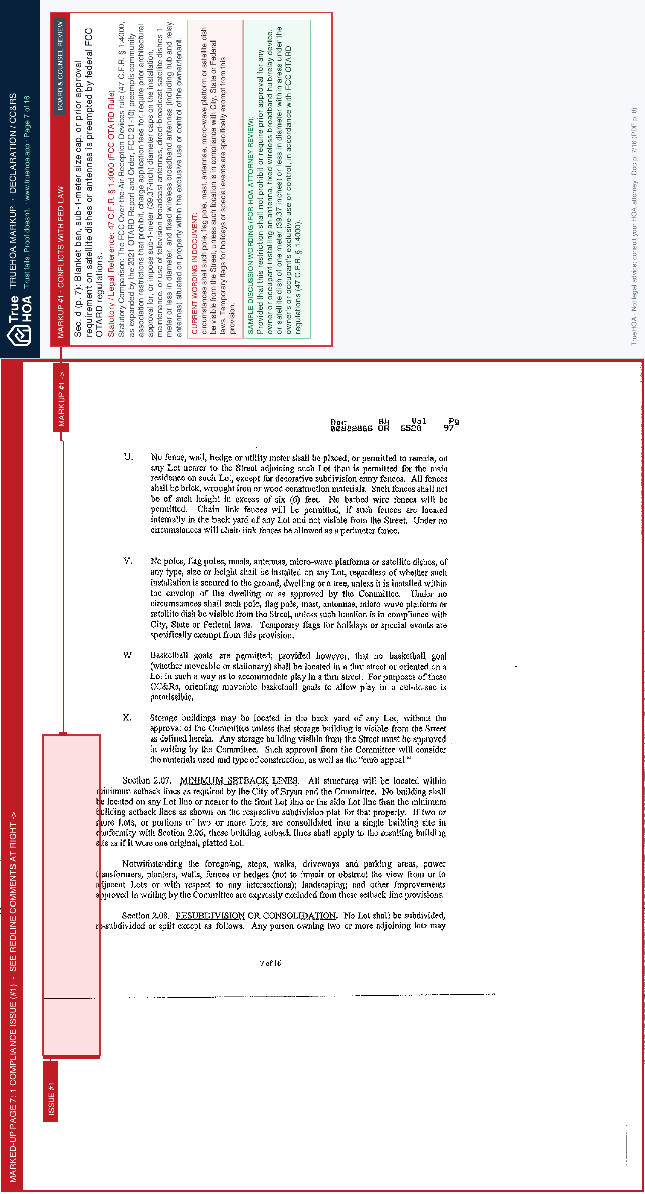 Tiffany Park HOA Tiffany Park Deed Restrictions Phase 2 3 4 5 6 7 8 8A 10 page 7 widened with TrueHOA Crystal AI margin annotations