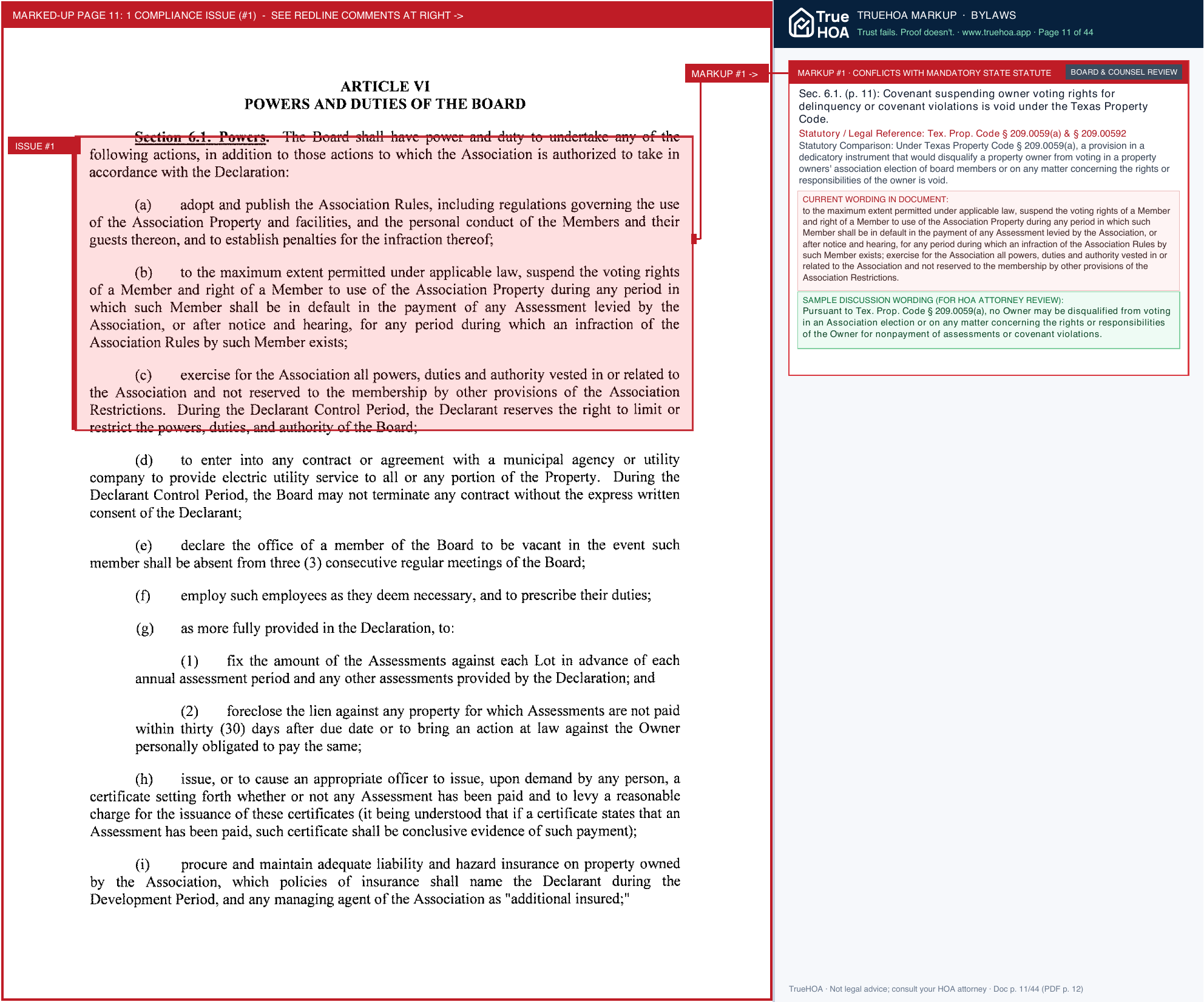 Villages of Hurricane Creek HOA Villages Hurricane Creek Recorded Bylaws and Policies.sflb.ashx page 11 widened with TrueHOA Crystal AI margin annotations