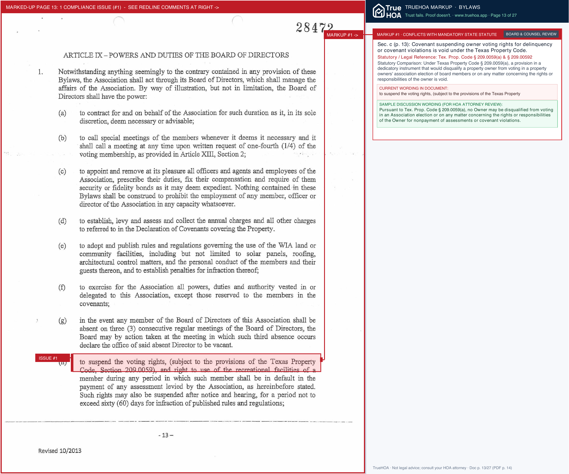 Waterwood Improvement Association 2013.11.26 Bylaws 2013 Amended 20130006795 1 page 13 widened with TrueHOA Crystal AI margin annotations