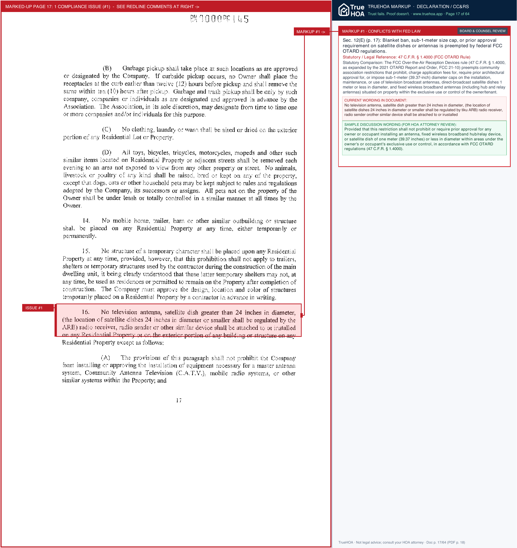 Carrsbrook POA Covenants and Reestrictions page 17 widened with TrueHOA Crystal AI margin annotations