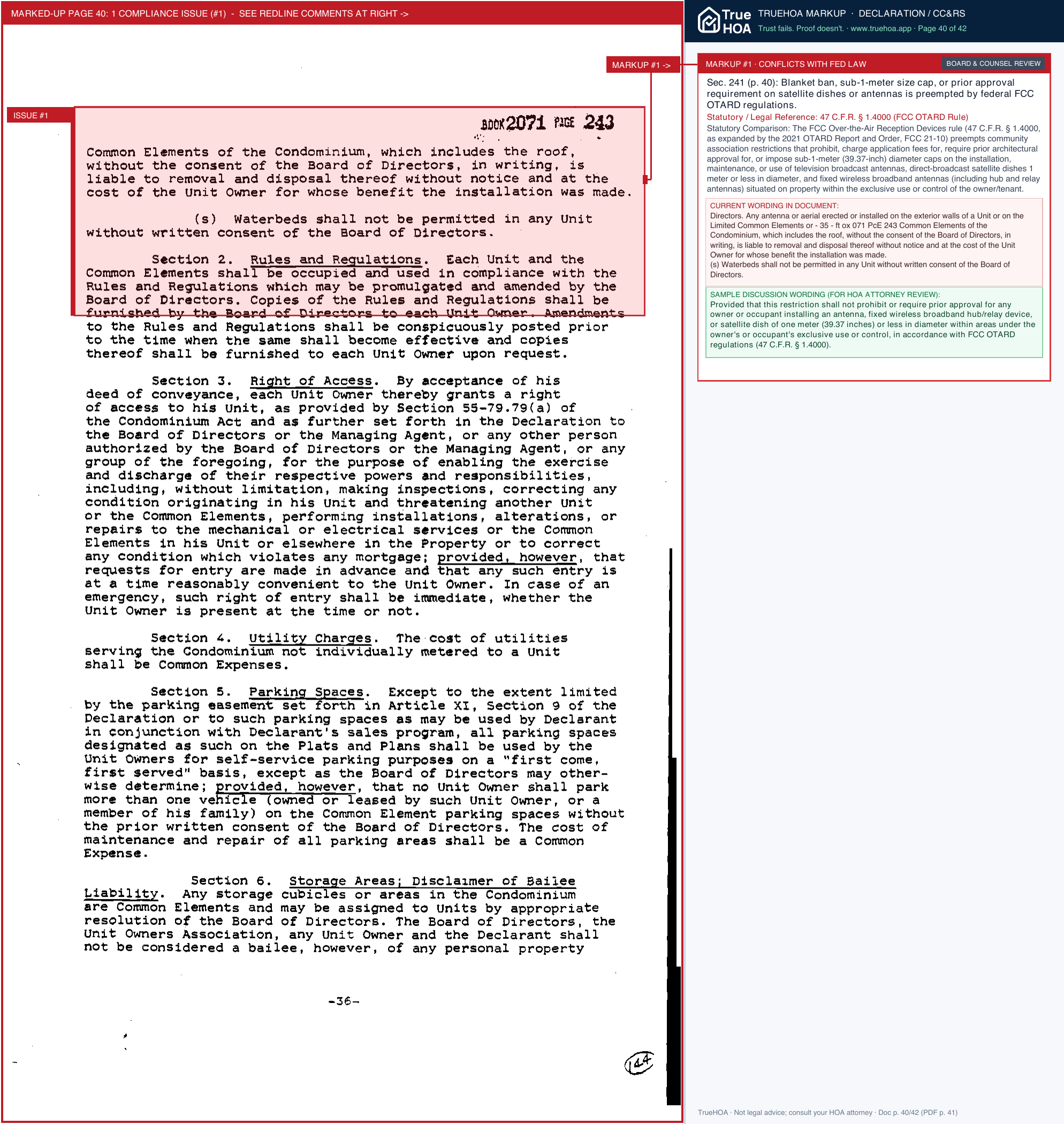 Colonial Village Condominiums CVIbylaws page 40 widened with TrueHOA Crystal AI margin annotations