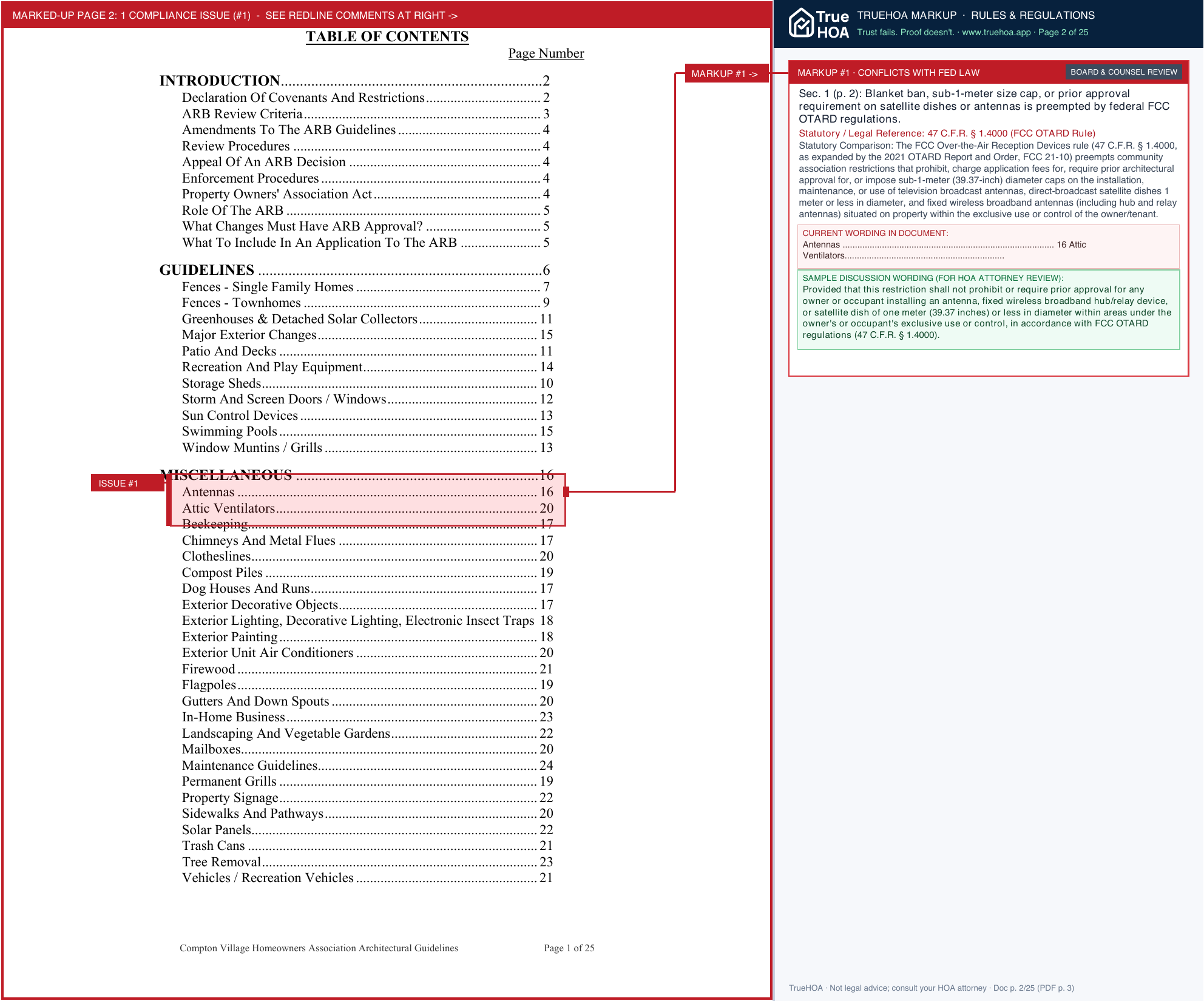 Compton Village HOA ArchitecturalGuidelines page 2 widened with TrueHOA Crystal AI margin annotations