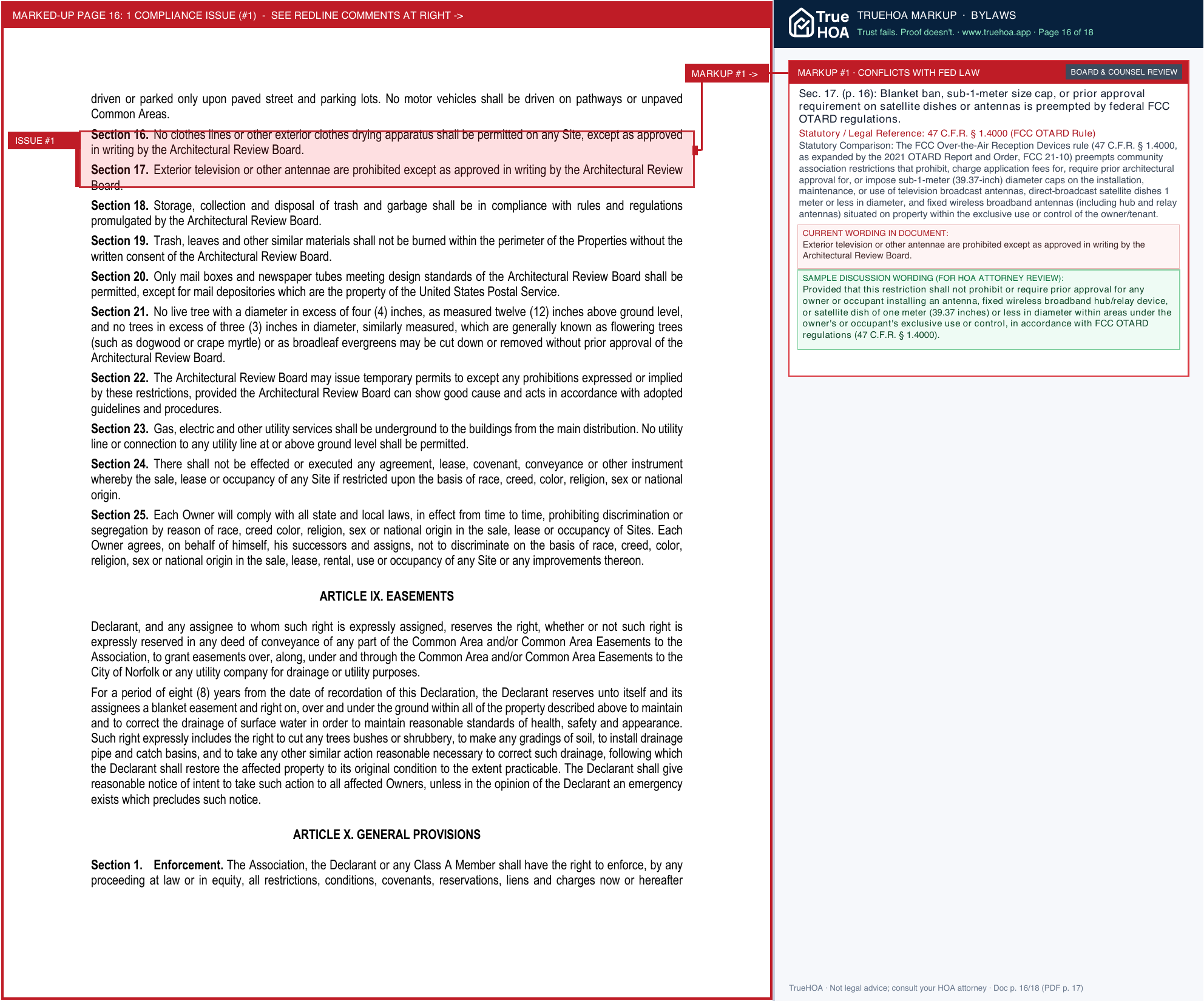 Ghent Square Community Association Ghent Square Bylaws page 16 widened with TrueHOA Crystal AI margin annotations