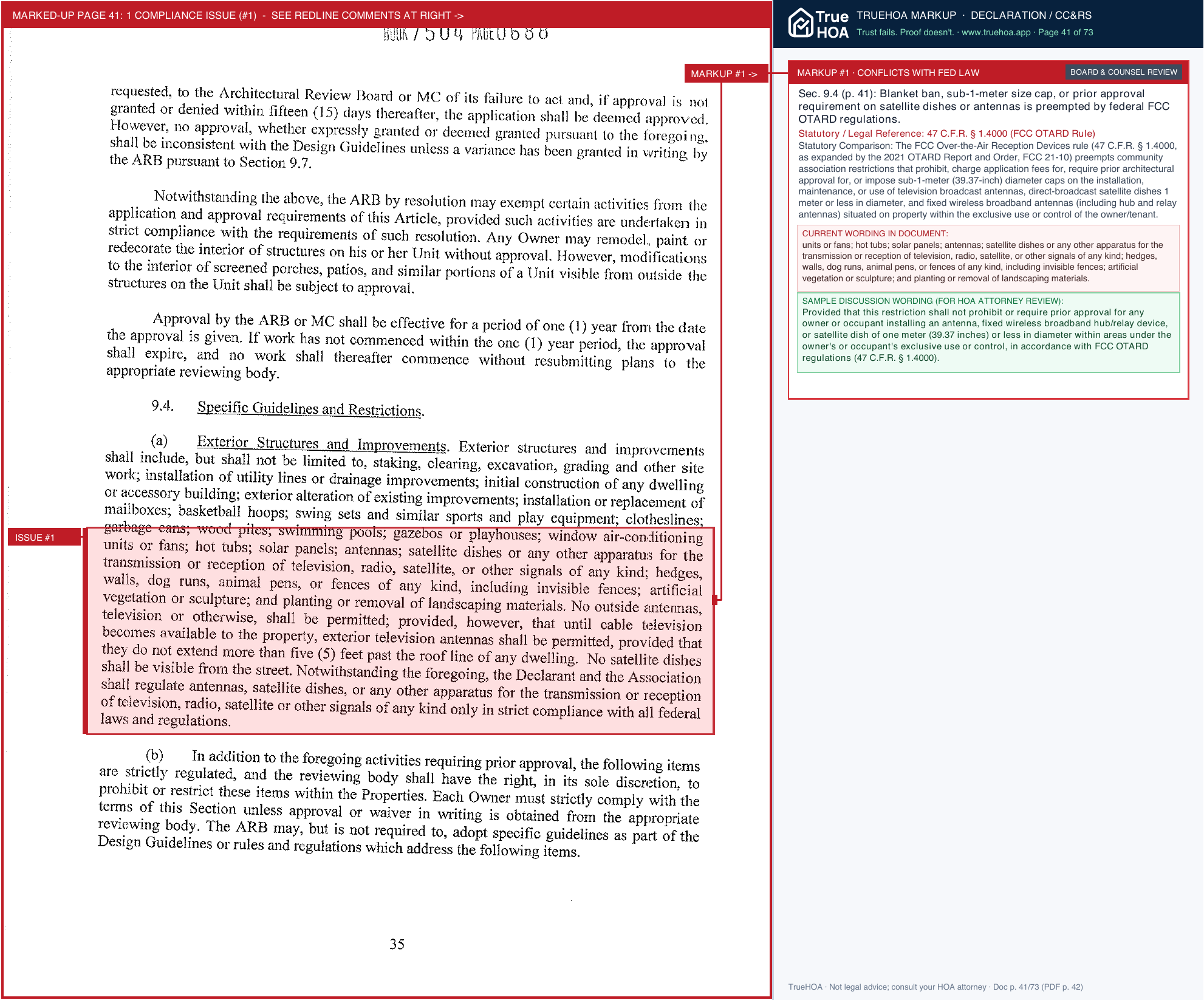 Rountrey Community Association Covenants 1 Of 2 page 41 widened with TrueHOA Crystal AI margin annotations