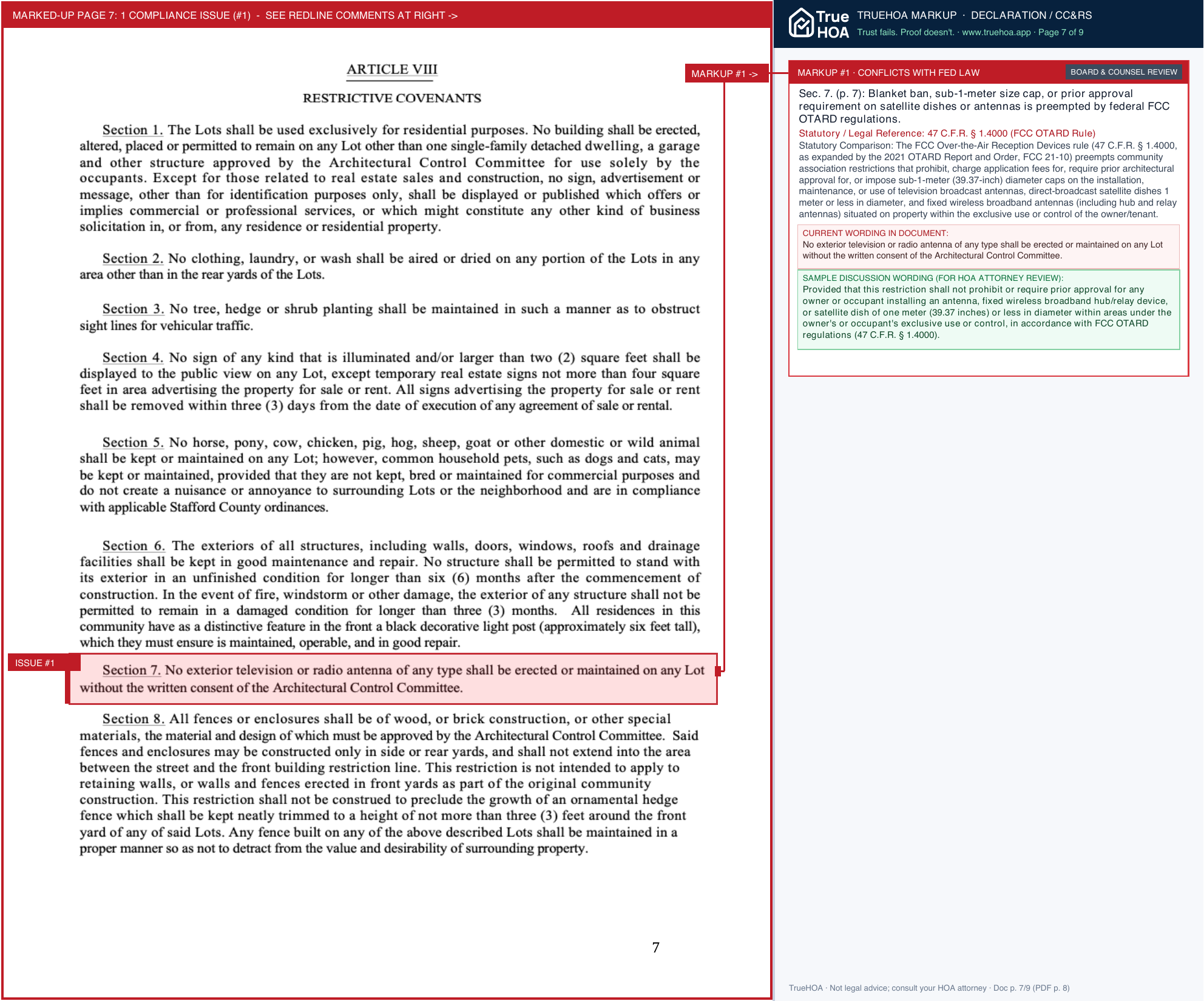 Spring Lake Farm HOA 2021 SLF Covenants page 7 widened with TrueHOA Crystal AI margin annotations