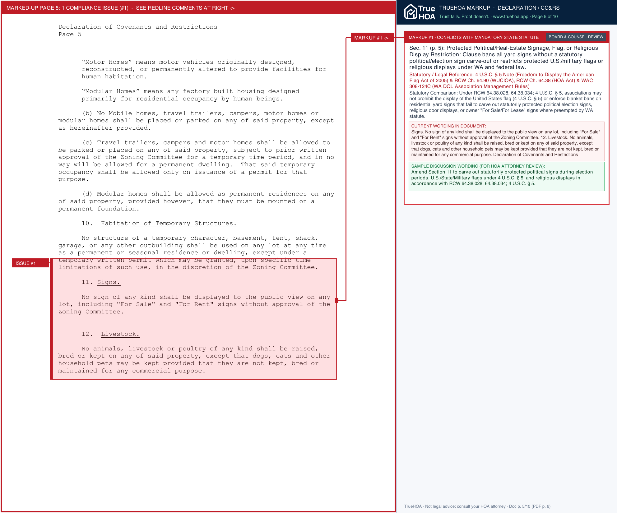 Glacier Springs POA Covenants and Restrictions page 5 widened with TrueHOA Crystal AI margin annotations