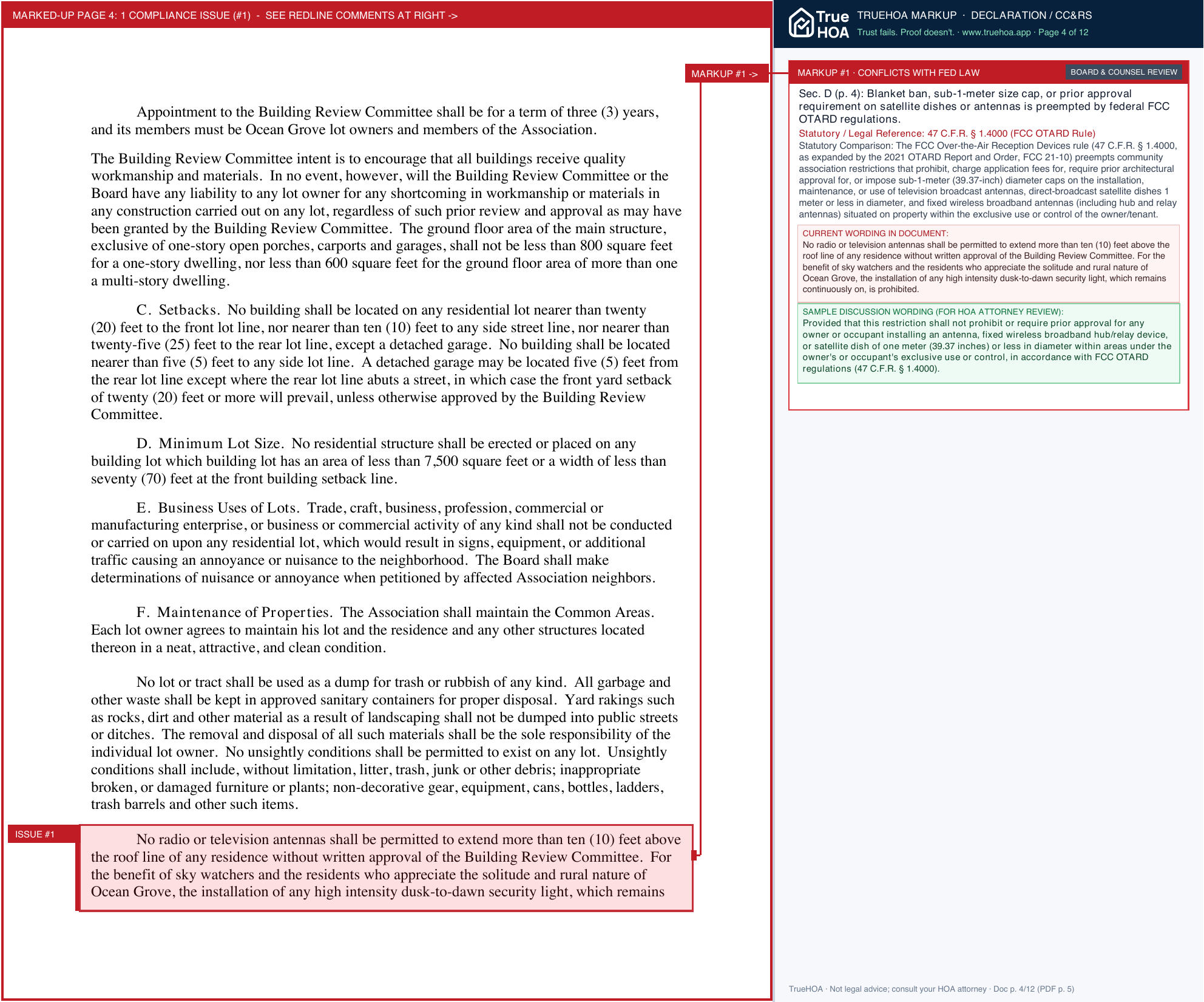 Ocean Grove Association Covenants 8th Amended page 4 widened with TrueHOA Crystal AI margin annotations