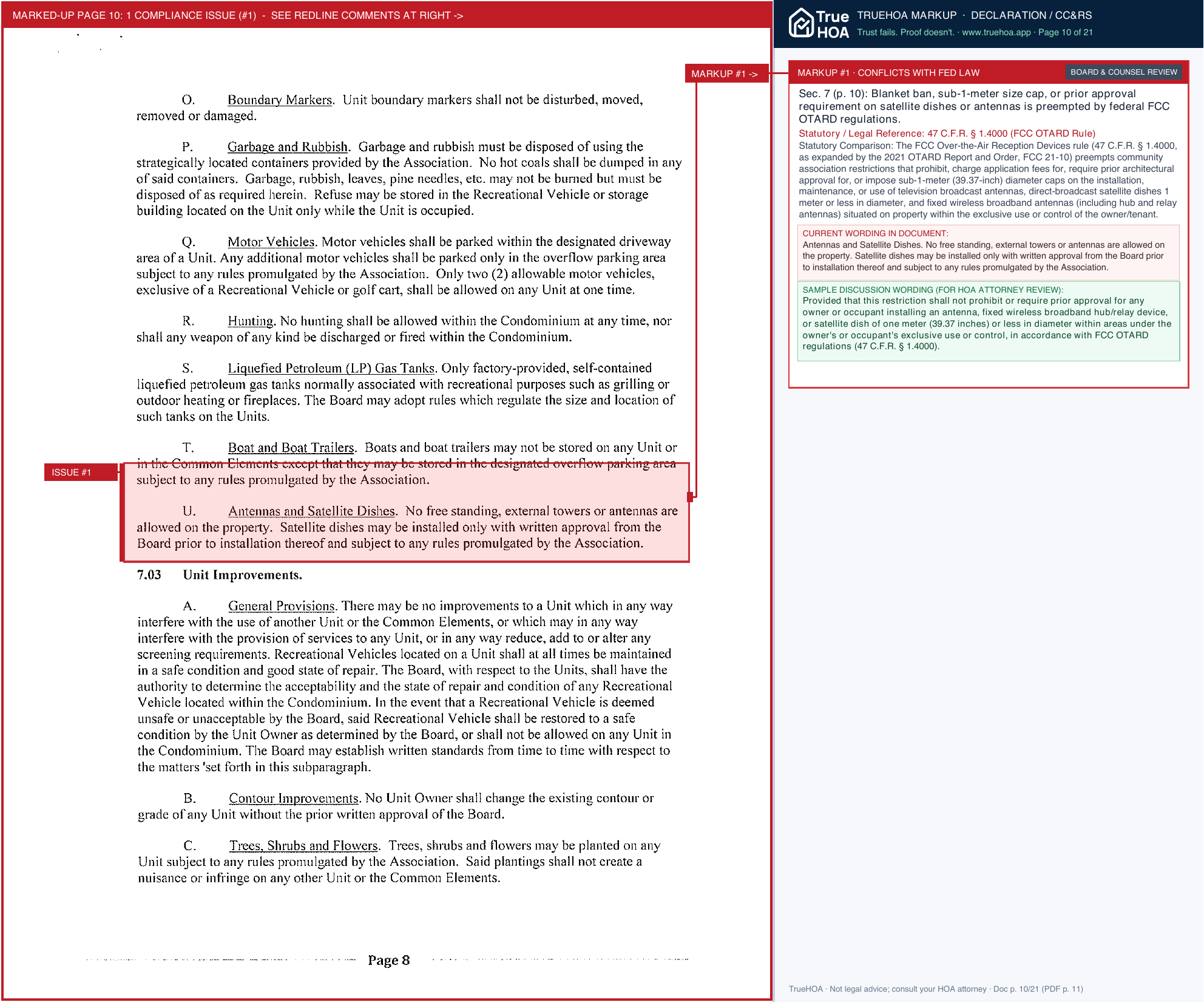 Heritage Lake Resort HOA Click to download > HLRCOA Declaration 2013 Adopted Version page 10 widened with TrueHOA Crystal AI margin annotations