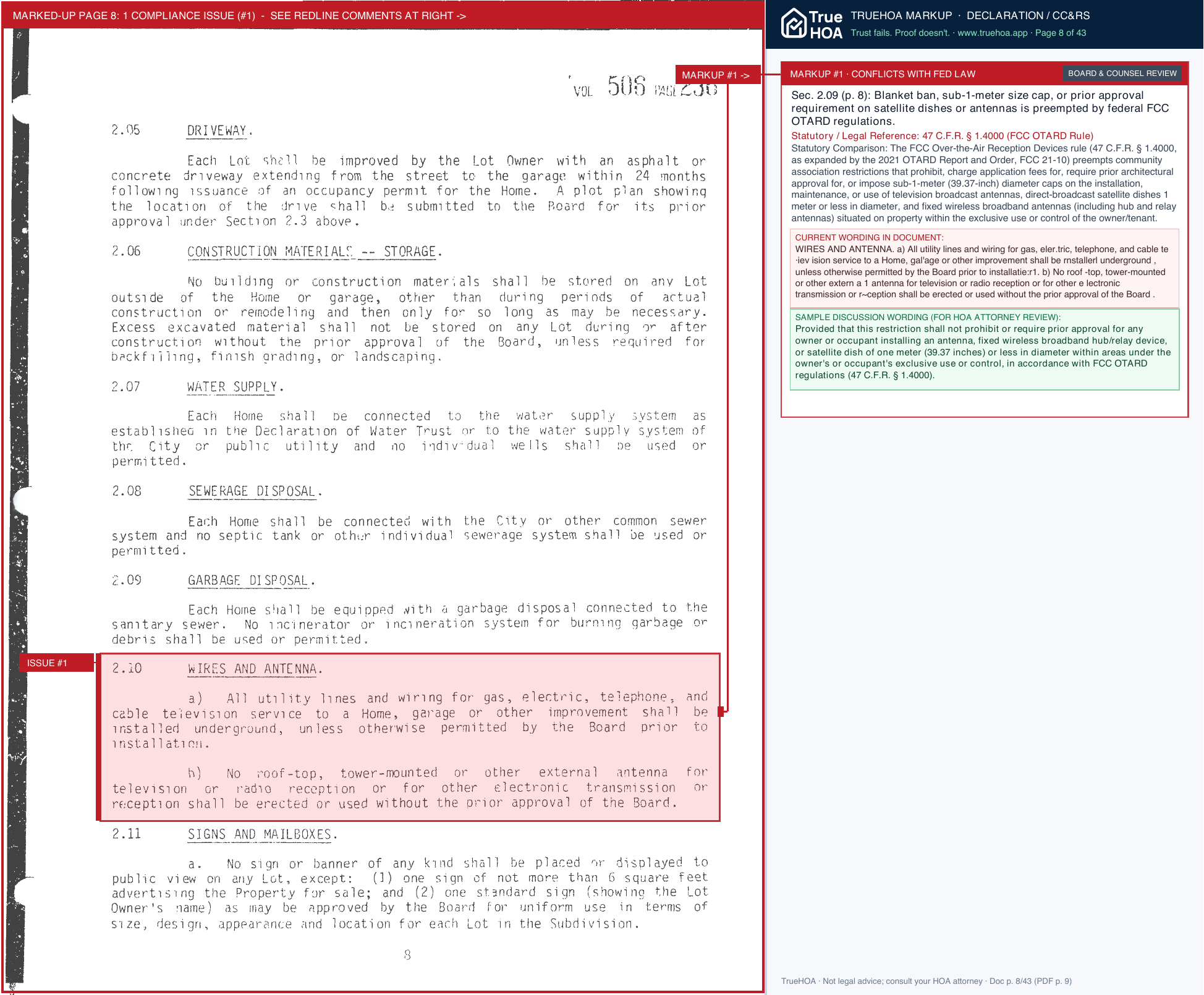 Mequon Park Place HOA Park Place HOA Declarations page 8 widened with TrueHOA Crystal AI margin annotations
